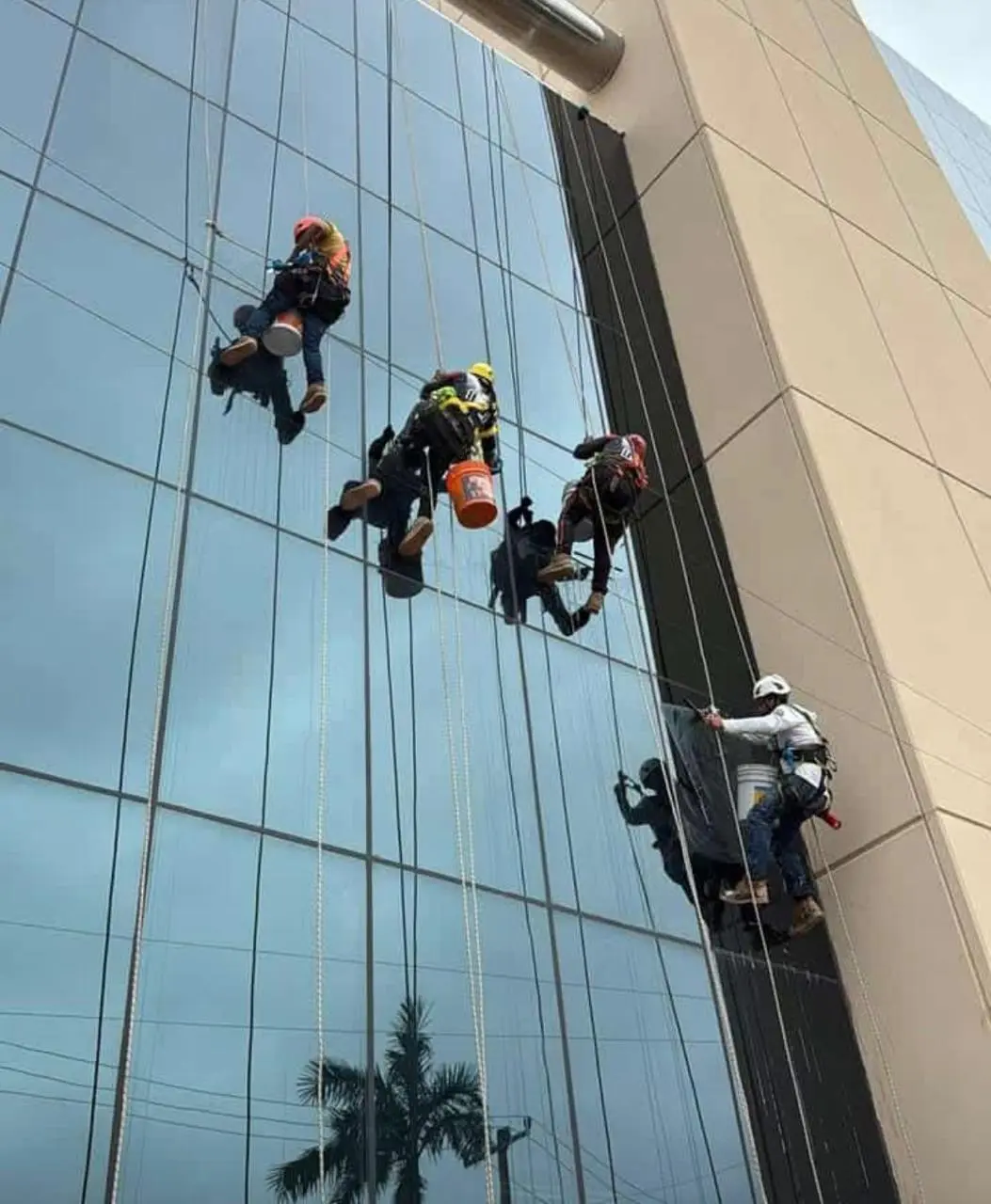 Limpieza y sellado de vidrios de edificio